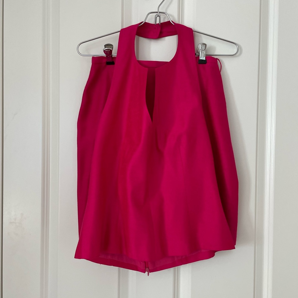 GANTOS DRESSY HOT PINK HALTER TOP & MATCHING MINI SKIRT